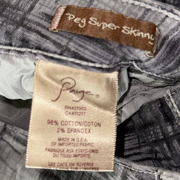 Paige Grey Abstract Pattern  Peg Super Skinny Ankle Denim Jeans Stylish Size 27 - Picture 12 of 12